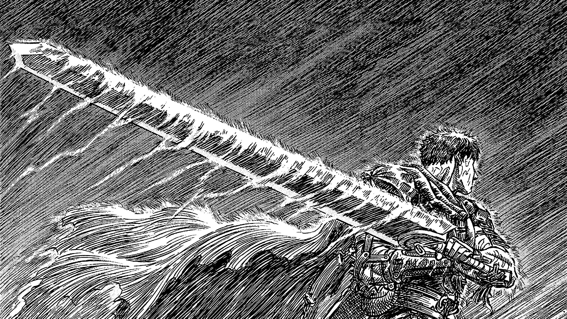 Guts with the Dragonslayer planted in the ground